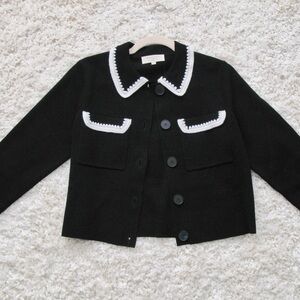 Betty Cardigan in Black / Ecru Crochet